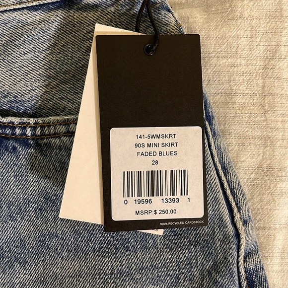 ReDone denim mini skirt - button fly - sz 28 - NWT - Picture 2 of 5